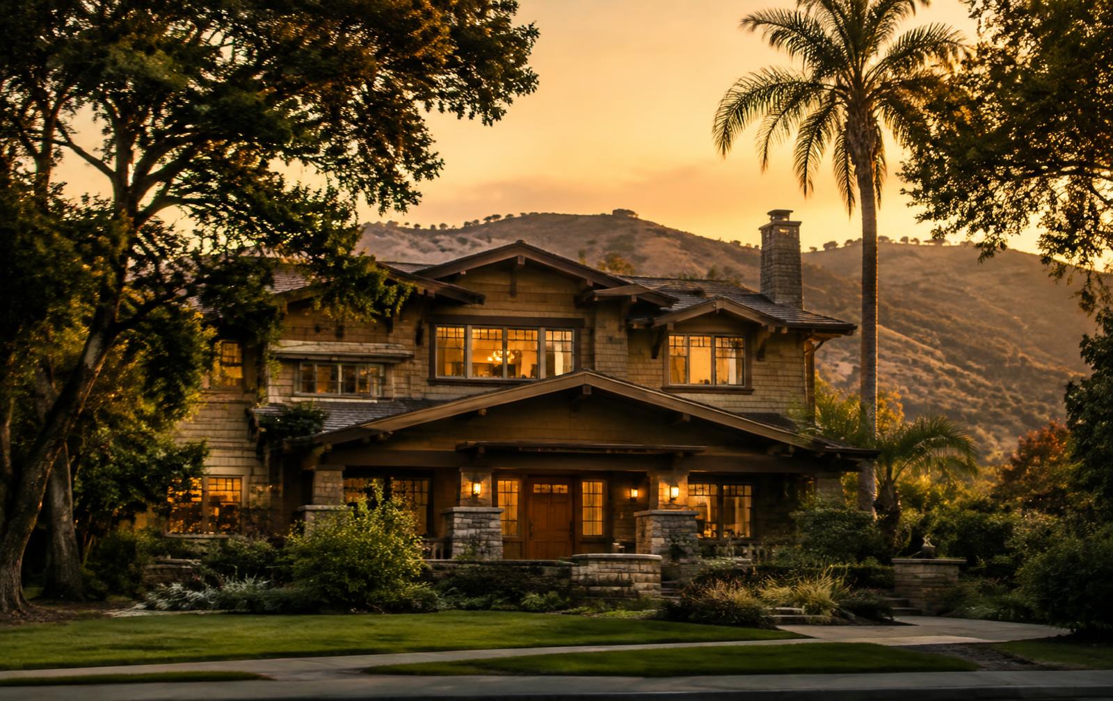 A family home at golden hour